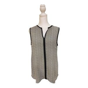 Vince Camuto Monochrome Chevron Sleeveless Blouse Size Small